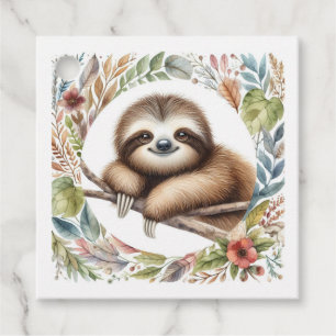 Boho Woodland Sloth Baby Shower Favour Tags