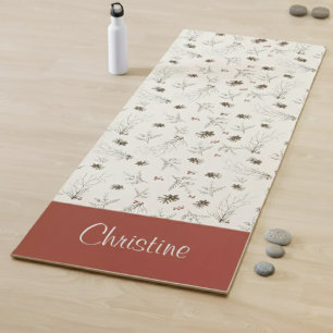 Boho Woodland Winterberry Monogram Yoga Mat