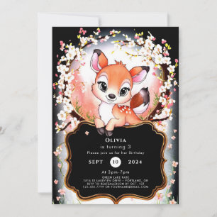 Boho Woods Fawn Birthday Invitation