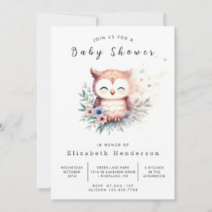 Boho Woods Owl Baby Shower Invitation