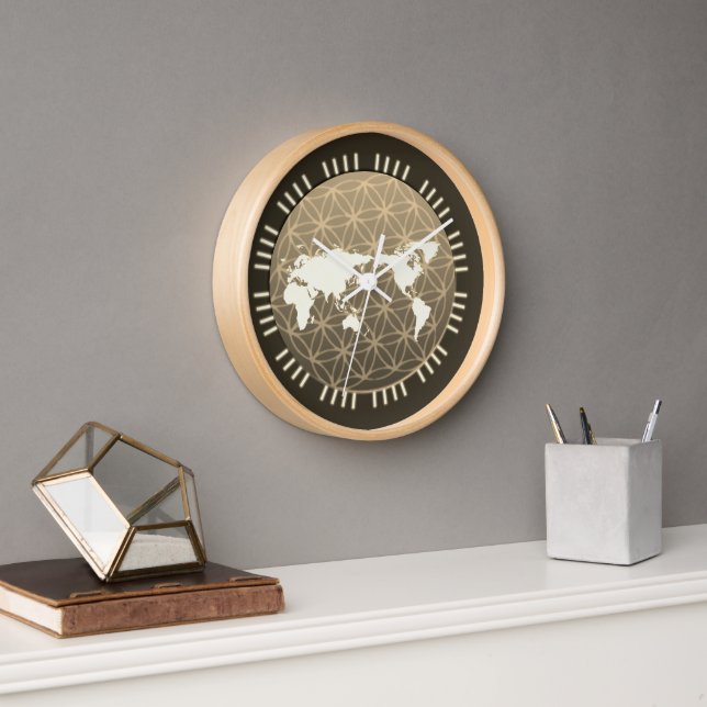 Boho World Map Clock (Office)