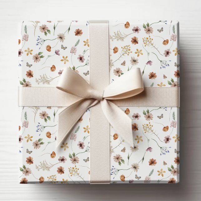 Boho Wrapping Paper (White Boho Wildflower Wrapping Paper by Painted Paperie
)