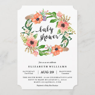 Boho Wreath Baby Shower Invitation