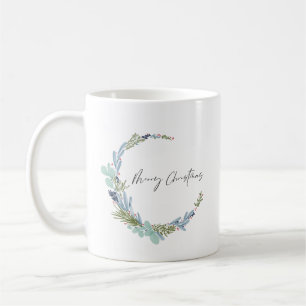 Boho Wreath Merry Christmas Modern Design Coffee Mug