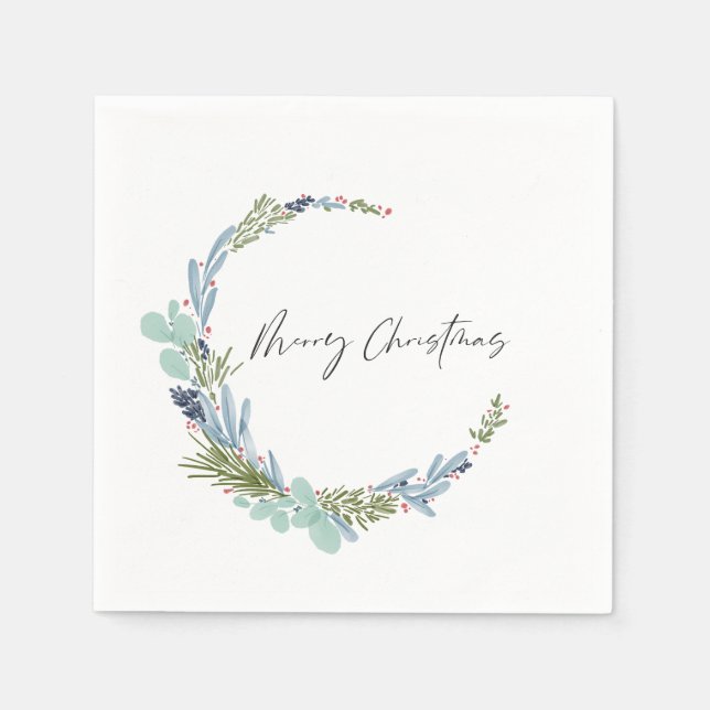 Boho Wreath Merry Christmas Modern Design Napkin (Front)