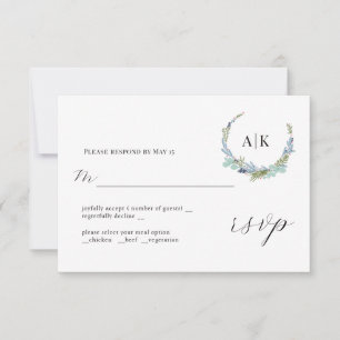 Boho Wreath on White Modern Wedding RSVP Card