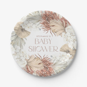 Boho Wreath Palm Leaves and Orchids Baby Shower Paper Plate