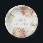 Boho Wreath Palm Leaves and Orchids Bridal Shower Paper Plate<br><div class="desc">Serve up style at your bridal shower with these customisable paper plates featuring a boho wreath design. Featuring a soft watercolor wreath of white orchids, palm leaves, and pampas grass. The neutral design of these customisable bridal shower paper plates fits rustic, tropical, or modern themes and looks great on any...</div>