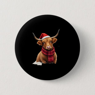 Boho Xmas Christmas Highland Cow T-Shirt (1) 6 Cm Round Badge
