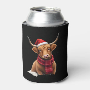 Boho Xmas Christmas Highland Cow T-Shirt (1) Can Cooler