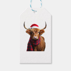 Boho Xmas Christmas Highland Cow T-Shirt (1) Gift Tags