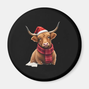 Boho Xmas Christmas Highland Cow T-Shirt (1) Magnet