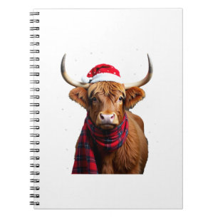 Boho Xmas Christmas Highland Cow T-Shirt (1) Notebook
