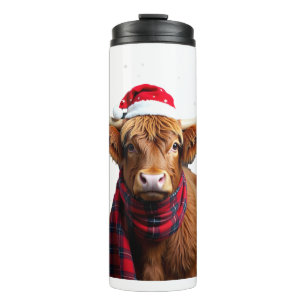 Boho Xmas Christmas Highland Cow T-Shirt (1) Thermal Tumbler