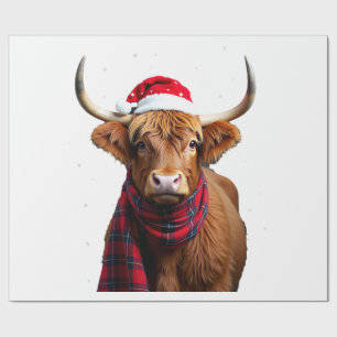 Boho Xmas Christmas Highland Cow T-Shirt (1) Wrapping Paper