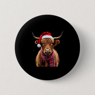 Boho Xmas Christmas Highland Cow T-Shirt (2) 6 Cm Round Badge