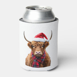 Boho Xmas Christmas Highland Cow T-Shirt (2) Can Cooler