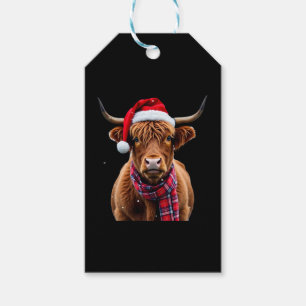 Boho Xmas Christmas Highland Cow T-Shirt (2) Gift Tags