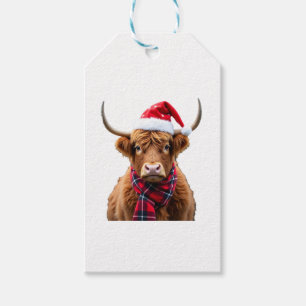 Boho Xmas Christmas Highland Cow T-Shirt (2) Gift Tags