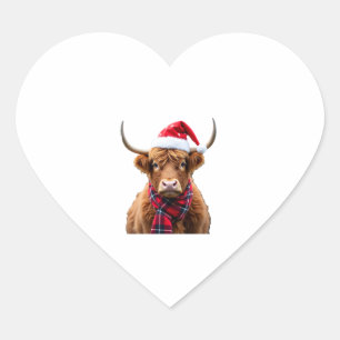 Boho Xmas Christmas Highland Cow T-Shirt (2) Heart Sticker