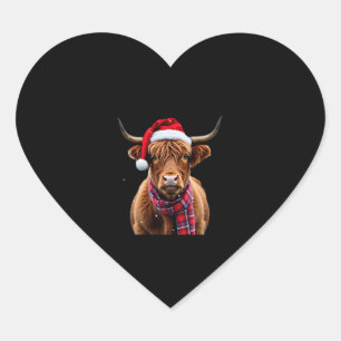 Boho Xmas Christmas Highland Cow T-Shirt (2) Heart Sticker