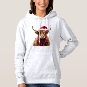 Boho Xmas Christmas Highland Cow T-Shirt (2) Hoodie