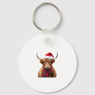 Boho Xmas Christmas Highland Cow T-Shirt (2) Key Ring