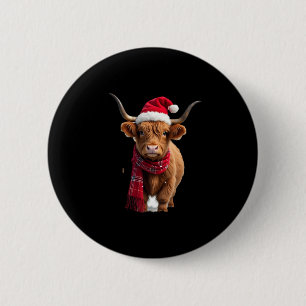 Boho Xmas Christmas Highland Cow T-Shirt (3) 6 Cm Round Badge