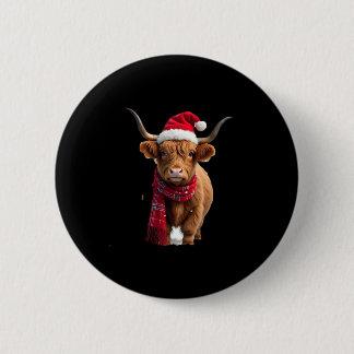 Boho Xmas Christmas Highland Cow T-Shirt (3) 6 Cm Round Badge