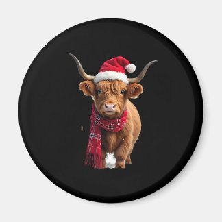Boho Xmas Christmas Highland Cow T-Shirt (3) Magnet