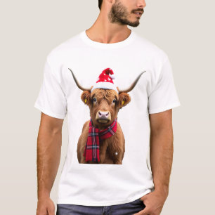 Boho Xmas Christmas Highland Cow T-Shirt (4)