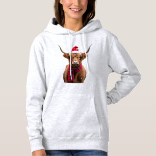 Boho Xmas Christmas Highland Cow T-Shirt (4) Hoodie