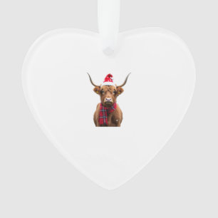 Boho Xmas Christmas Highland Cow T-Shirt (4) Ornament