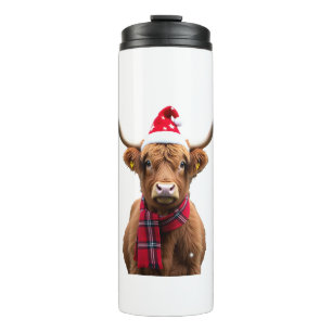 Boho Xmas Christmas Highland Cow T-Shirt (4) Thermal Tumbler
