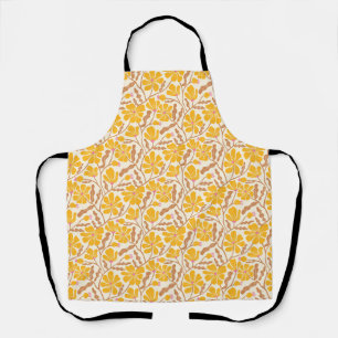 Boho Yellow Abstract Floral Pattern Apron