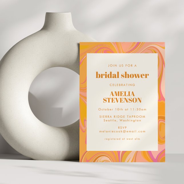 Boho Yellow and Pink Marble Unique Bridal Shower Invitation (Creator Uploaded)