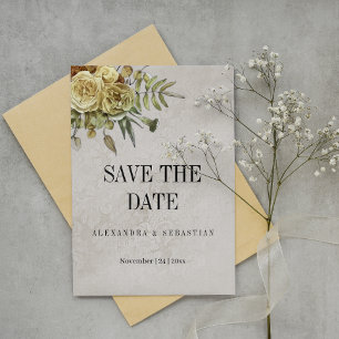 Boho Yellow Floral Vintage Wedding Save the Date