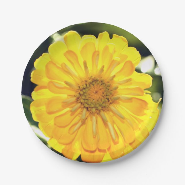 Boho yellow flower  paper plate (Front)