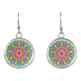 Boho Yellow Flower Star Mandala Earrings