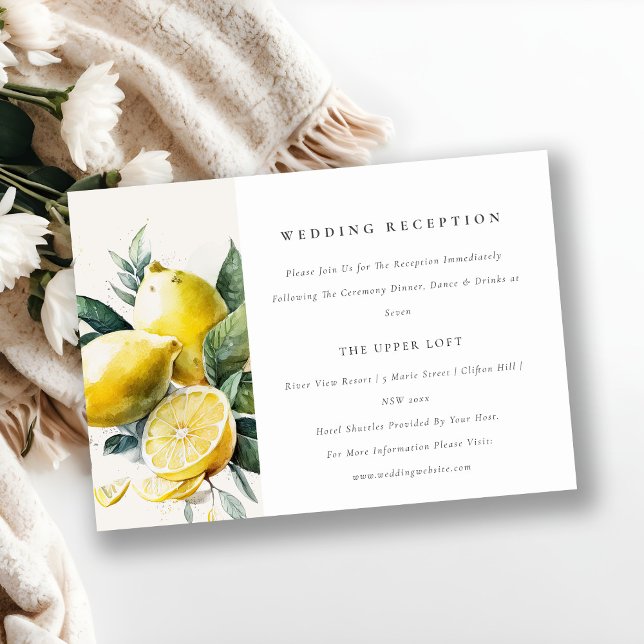 Boho Yellow Lemon Garden Wedding Reception Enclosure Card (Creator Uploaded)