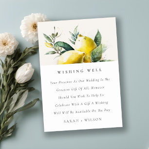 Boho Yellow Lemon Garden Wedding Wishing Well Enclosure Card