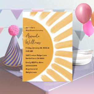 Boho  Yellow Little Ray of Sunshine Baby Shower Invitation