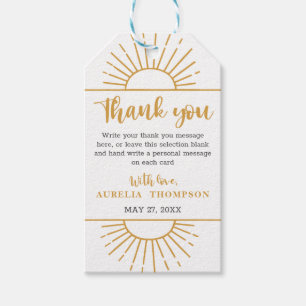 Boho Yellow Little Ray Sunshine On Way Baby Shower Gift Tags