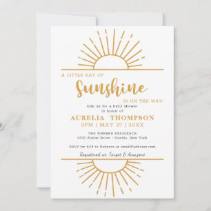 Boho Yellow Little Ray Sunshine On Way Baby Shower Invitation