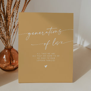 Boho Yellow Marigold Generations of Love Wedding Pedestal Sign