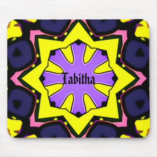 Boho yellow, purple, blue, pink design.  mouse mat (Front)