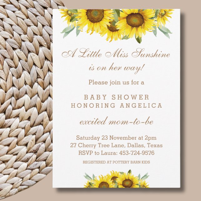 Boho Yellow Sunflower Baby Girl Shower Invitation (Creator Uploaded)