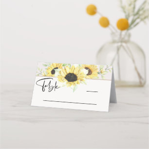 Boho Yellow Sunflower Calligraphy  Place Card