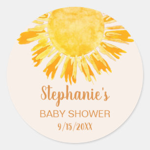 Boho Yellow Sunshine Baby Shower Classic Round Sticker