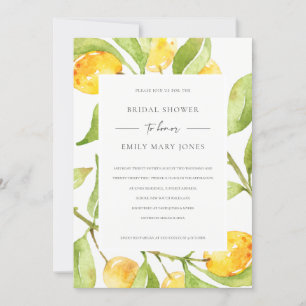 BOHO YELLOW WATERCOLOUR FAUNA OLIVE BRIDAL SHOWER INVITATION